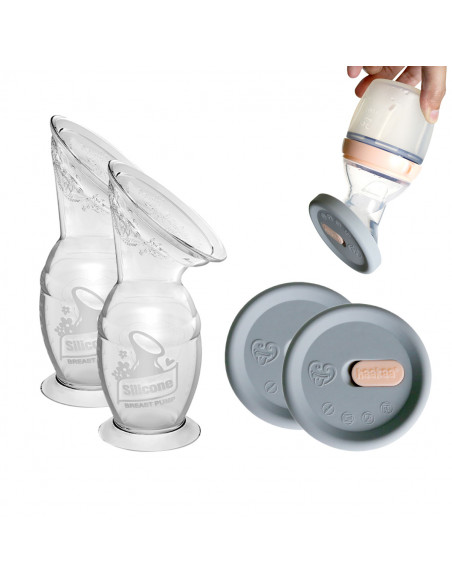 Aktions-Set: 2 Milchpumpen 100ml + 2 Silikondeckel