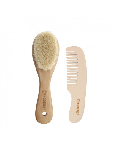 Goat Wool Hair Brush and Comb Set