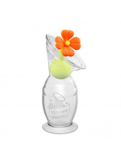 100 ml Breast Pump (Suction Base) & Flower Stopper - Orange 2