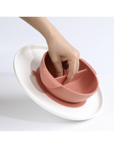 Silicone Divided Suction Bowl - Steel Blue