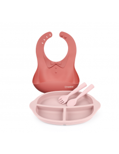 Kids Dinnerware Set - Ruby Bib and Blush Plate