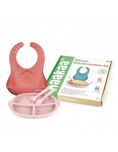 Kids Dinnerware Set - Ruby Bib and Blush Plate