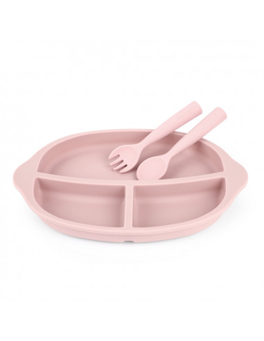 Kids Dinnerware Set - Ruby Bib and Blush Plate