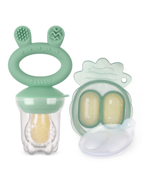 Freeze-N-Feed Minikombi Fruchtsauger + Eiswürfelform - Erbsengrün