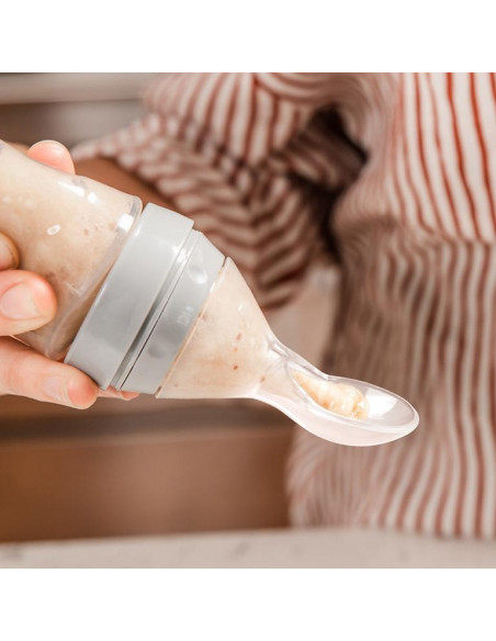 Silicone Baby Food Dispensing Spoon - Grey