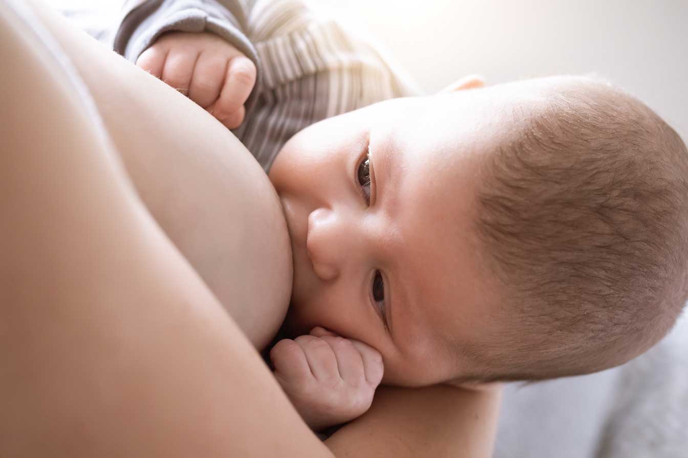 ©stanislav_uvarov_AdobeStock_235611710 Baby beim Stillen an der Brust